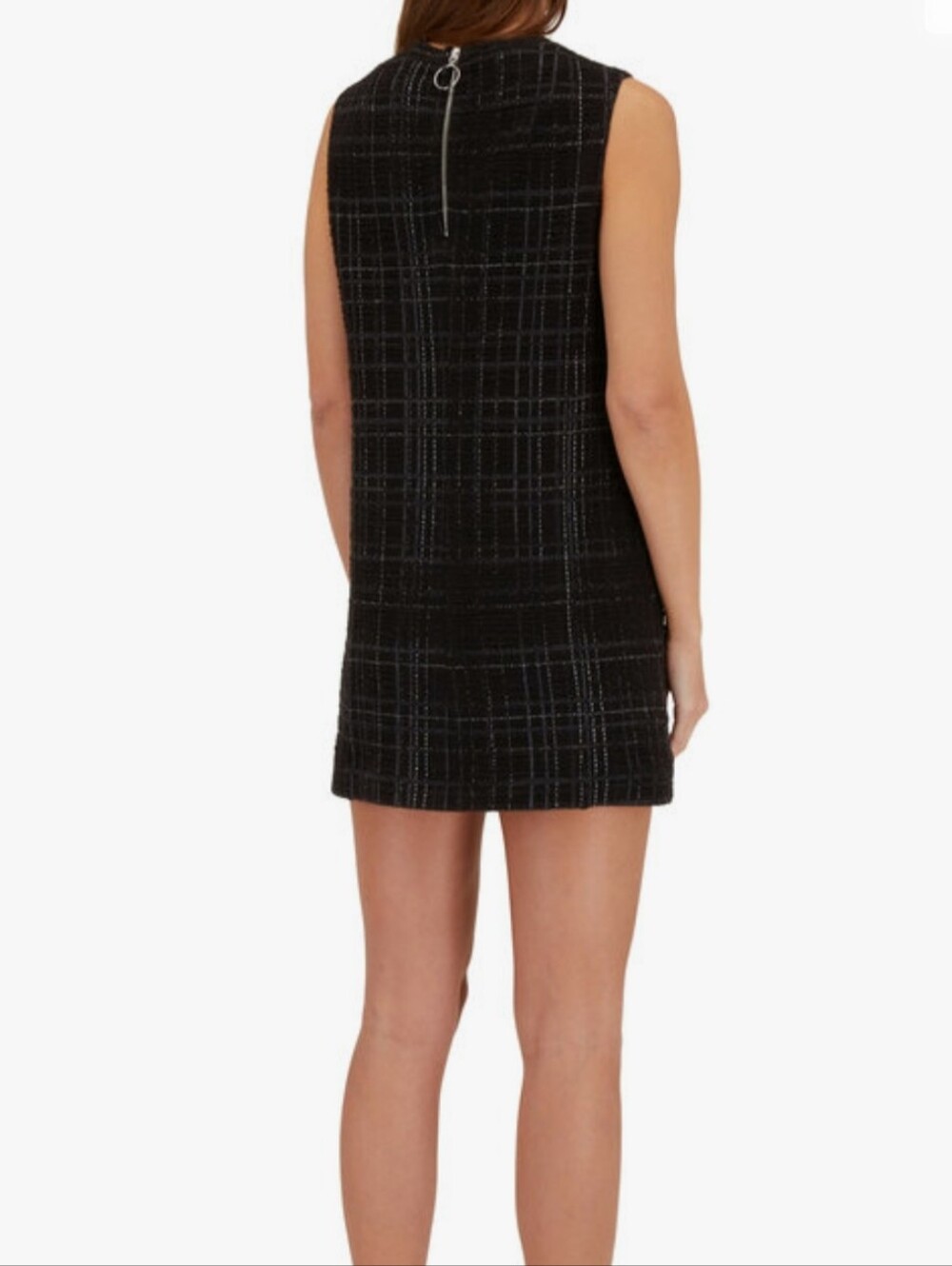 Akris PuntoTunic Black & Silver Check Jersey Dress Size 9 - Picture 2 of 15